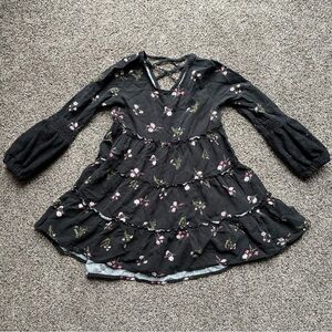 FINAL SALE 3/31/26 Art Class Black/Pink Floral Long Sleeve Dress, Size 4/5